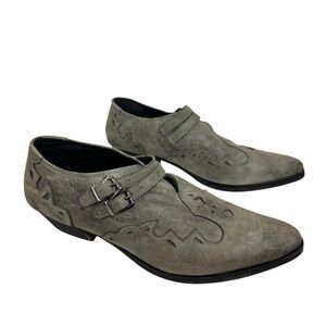 Free People US 10 EU 41 Monument Western Ankle Boot Gray Leather Womens READ